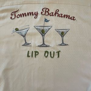 Tommy Bahama Mens Large white Silk Casual Button Up Shirt